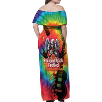 Rock Festival Poland Family Matching Off Shoulder Maxi Dress and Hawaiian Shirt Polska Eagle Mascot Tie Dye Vibes - Wonder Print Shop