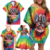 Rock Festival Poland Family Matching Off Shoulder Short Dress and Hawaiian Shirt Polska Eagle Mascot Tie Dye Vibes - Wonder Print Shop