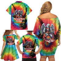 Rock Festival Poland Family Matching Off Shoulder Short Dress and Hawaiian Shirt Polska Eagle Mascot Tie Dye Vibes - Wonder Print Shop
