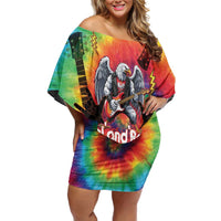 Rock Festival Poland Family Matching Off Shoulder Short Dress and Hawaiian Shirt Polska Eagle Mascot Tie Dye Vibes - Wonder Print Shop