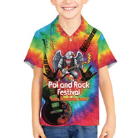 Rock Festival Poland Family Matching Off Shoulder Short Dress and Hawaiian Shirt Polska Eagle Mascot Tie Dye Vibes - Wonder Print Shop