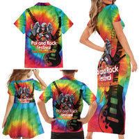Rock Festival Poland Family Matching Short Sleeve Bodycon Dress and Hawaiian Shirt Polska Eagle Mascot Tie Dye Vibes - Wonder Print Shop