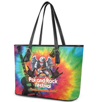 Rock Festival Poland Leather Tote Bag Polska Eagle Mascot Tie Dye Vibes - Wonder Print Shop