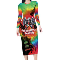 Rock Festival Poland Long Sleeve Bodycon Dress Polska Eagle Mascot Tie Dye Vibes - Wonder Print Shop