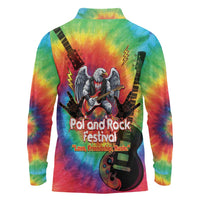 Rock Festival Poland Long Sleeve Polo Shirt Polska Eagle Mascot Tie Dye Vibes - Wonder Print Shop