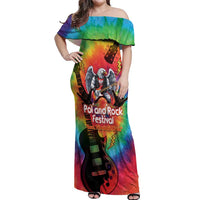 Rock Festival Poland Off Shoulder Maxi Dress Polska Eagle Mascot Tie Dye Vibes - Wonder Print Shop