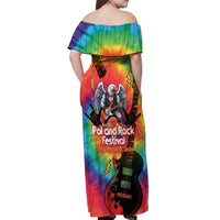 Rock Festival Poland Off Shoulder Maxi Dress Polska Eagle Mascot Tie Dye Vibes - Wonder Print Shop