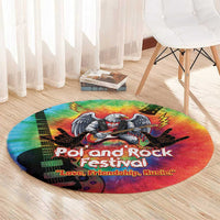 Rock Festival Poland Round Carpet Polska Eagle Mascot Tie Dye Vibes - Wonder Print Shop
