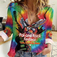 Rock Festival Poland Women Casual Shirt Polska Eagle Mascot Tie Dye Vibes - Wonder Print Shop