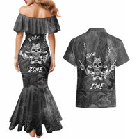Live Love Rock Skull Couples Matching Mermaid Dress and Hawaiian Shirt Retro Grunge Style - Wonder Print Shop