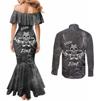 Live Love Rock Skull Couples Matching Mermaid Dress and Long Sleeve Button Shirt Retro Grunge Style - Wonder Print Shop