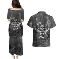 Live Love Rock Skull Couples Matching Puletasi and Hawaiian Shirt Retro Grunge Style - Wonder Print Shop