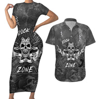 Live Love Rock Skull Couples Matching Short Sleeve Bodycon Dress and Hawaiian Shirt Retro Grunge Style - Wonder Print Shop