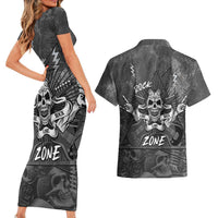 Live Love Rock Skull Couples Matching Short Sleeve Bodycon Dress and Hawaiian Shirt Retro Grunge Style - Wonder Print Shop