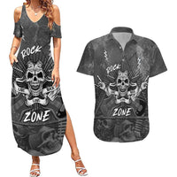 Live Love Rock Skull Couples Matching Summer Maxi Dress and Hawaiian Shirt Retro Grunge Style - Wonder Print Shop
