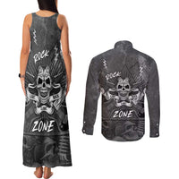 Live Love Rock Skull Couples Matching Tank Maxi Dress and Long Sleeve Button Shirt Retro Grunge Style - Wonder Print Shop