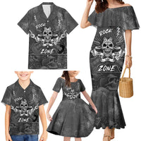 Live Love Rock Skull Family Matching Mermaid Dress and Hawaiian Shirt Retro Grunge Style - Wonder Print Shop