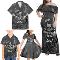 Live Love Rock Skull Family Matching Off Shoulder Maxi Dress and Hawaiian Shirt Retro Grunge Style - Wonder Print Shop