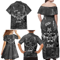 Live Love Rock Skull Family Matching Off Shoulder Maxi Dress and Hawaiian Shirt Retro Grunge Style - Wonder Print Shop