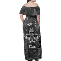 Live Love Rock Skull Family Matching Off Shoulder Maxi Dress and Hawaiian Shirt Retro Grunge Style - Wonder Print Shop