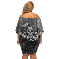 Live Love Rock Skull Family Matching Off Shoulder Short Dress and Hawaiian Shirt Retro Grunge Style - Wonder Print Shop