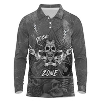 Live Love Rock Skull Long Sleeve Polo Shirt Retro Grunge Style - Wonder Print Shop