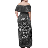 Live Love Rock Skull Off Shoulder Maxi Dress Retro Grunge Style - Wonder Print Shop