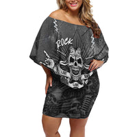 Live Love Rock Skull Off Shoulder Short Dress Retro Grunge Style - Wonder Print Shop
