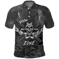 Live Love Rock Skull Polo Shirt Retro Grunge Style - Wonder Print Shop