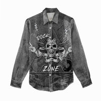 Live Love Rock Skull Women Casual Shirt Retro Grunge Style - Wonder Print Shop