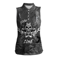 Live Love Rock Skull Women Sleeveless Polo Shirt Retro Grunge Style - Wonder Print Shop