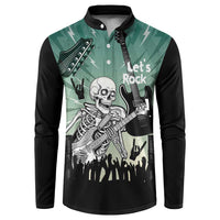 Electric Guitar Skull Button Sweatshirt Lets Rock - Wonder Print Shop