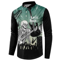 Electric Guitar Skull Button Sweatshirt Lets Rock - Wonder Print Shop