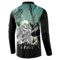 Electric Guitar Skull Button Sweatshirt Lets Rock - Wonder Print Shop