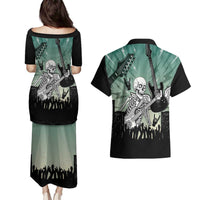 Electric Guitar Skull Couples Matching Puletasi and Hawaiian Shirt Lets Rock - Wonder Print Shop