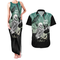 Electric Guitar Skull Couples Matching Tank Maxi Dress and Hawaiian Shirt Lets Rock - Wonder Print Shop