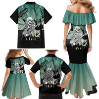 Electric Guitar Skull Family Matching Mermaid Dress and Hawaiian Shirt Lets Rock - Wonder Print Shop