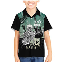 Electric Guitar Skull Family Matching Mermaid Dress and Hawaiian Shirt Lets Rock - Wonder Print Shop