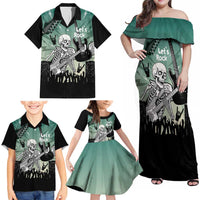 Electric Guitar Skull Family Matching Off Shoulder Maxi Dress and Hawaiian Shirt Lets Rock - Wonder Print Shop