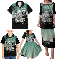 Electric Guitar Skull Family Matching Puletasi and Hawaiian Shirt Lets Rock - Wonder Print Shop