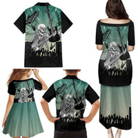 Electric Guitar Skull Family Matching Puletasi and Hawaiian Shirt Lets Rock - Wonder Print Shop