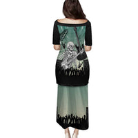 Electric Guitar Skull Family Matching Puletasi and Hawaiian Shirt Lets Rock - Wonder Print Shop