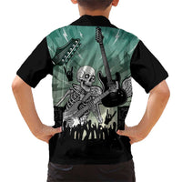 Electric Guitar Skull Family Matching Short Sleeve Bodycon Dress and Hawaiian Shirt Lets Rock - Wonder Print Shop