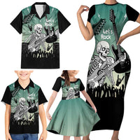 Electric Guitar Skull Family Matching Short Sleeve Bodycon Dress and Hawaiian Shirt Lets Rock - Wonder Print Shop