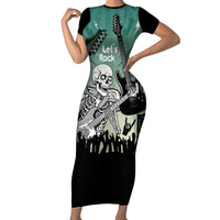 Electric Guitar Skull Family Matching Short Sleeve Bodycon Dress and Hawaiian Shirt Lets Rock - Wonder Print Shop