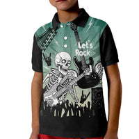 Electric Guitar Skull Kid Polo Shirt Lets Rock - Wonder Print Shop
