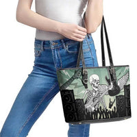 Electric Guitar Skull Leather Tote Bag Lets Rock - Wonder Print Shop