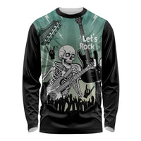 Electric Guitar Skull Long Sleeve Shirt Lets Rock - Wonder Print Shop