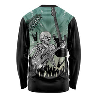 Electric Guitar Skull Long Sleeve Shirt Lets Rock - Wonder Print Shop