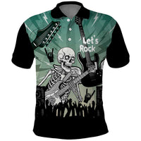 Electric Guitar Skull Polo Shirt Lets Rock - Wonder Print Shop